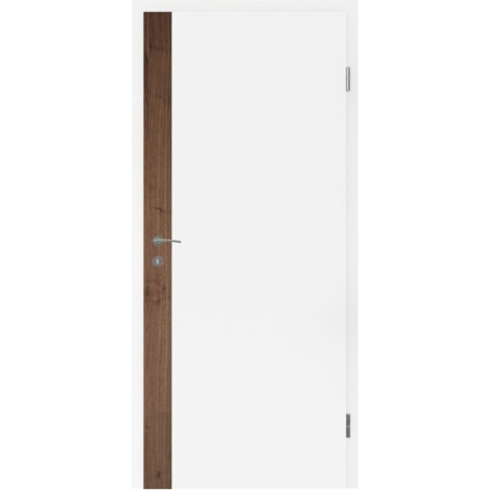 Bijelo obojena unutrašnja vrata s uspravnim furniranim umetcima i utorom BELLAline - F5R33L bijelo obojeno, umetak orah