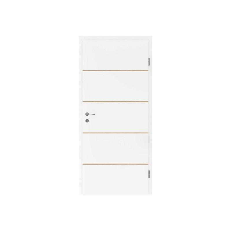 Bijelo obojena sobna vrata s uspravnim furniranim umetcima i utorom BELLAline - FN1 bijelo obojeno, umetak hrast